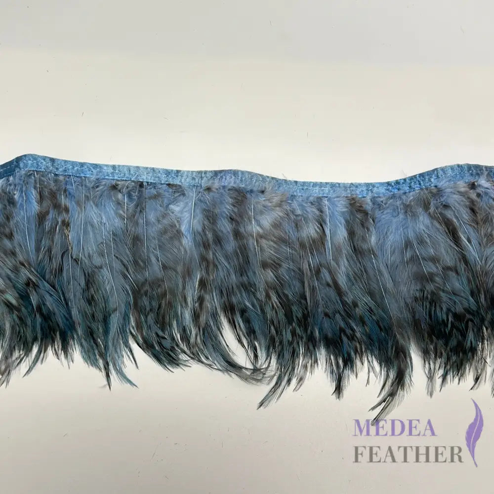 1 Yard Chinchilla Strung Rooster Neck Hackle Feathers Trim Dusty Blue