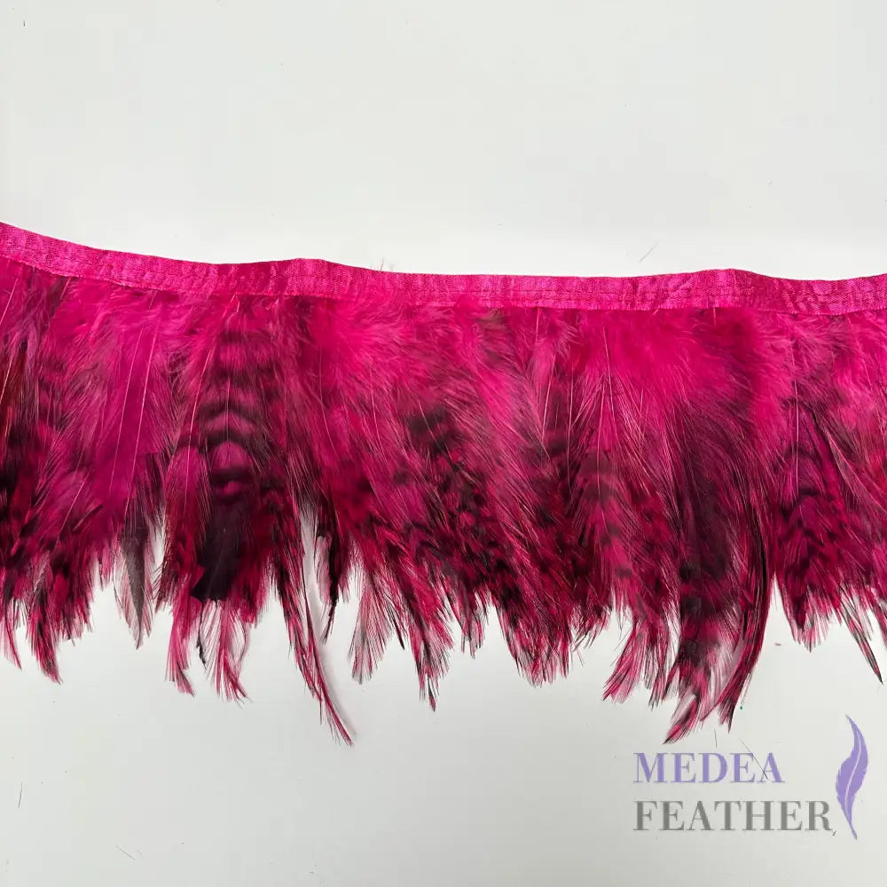 1 Yard Chinchilla Strung Rooster Neck Hackle Feathers Trim Hot Pink