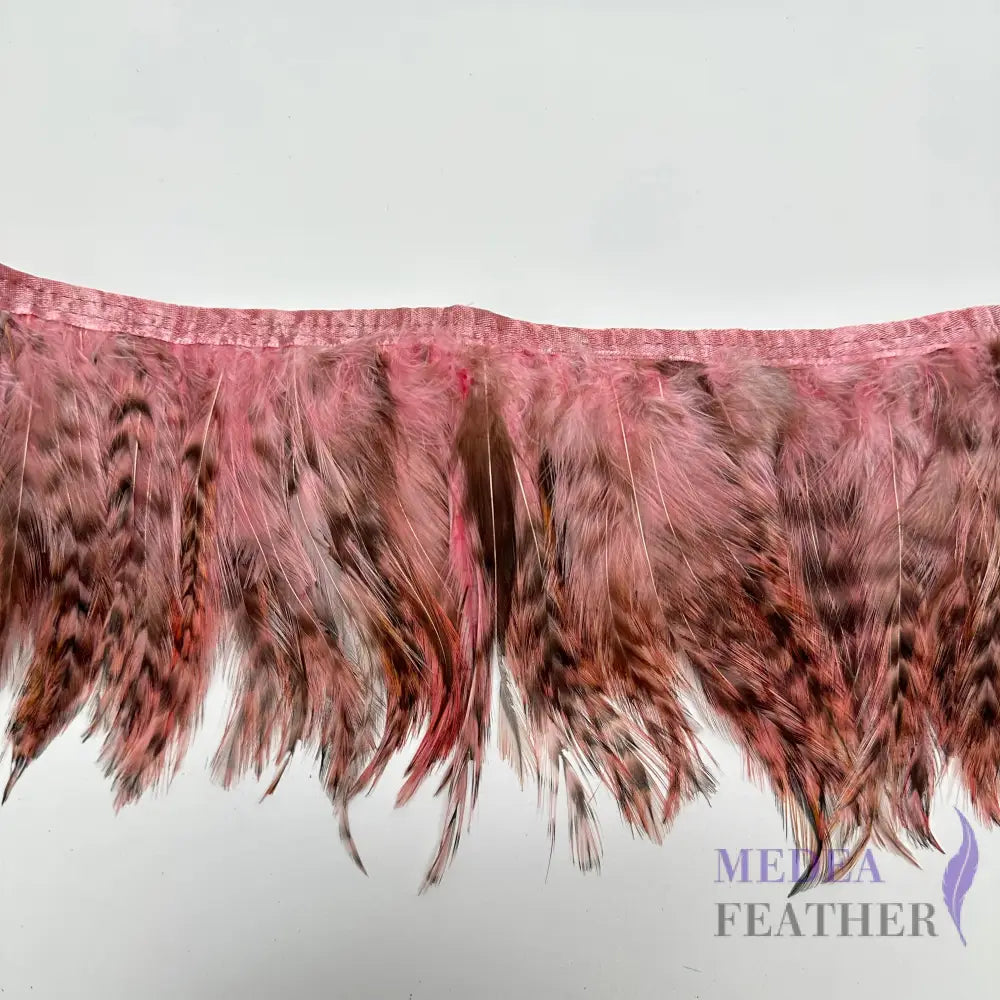 1 Yard Chinchilla Strung Rooster Neck Hackle Feathers Trim Light Pink