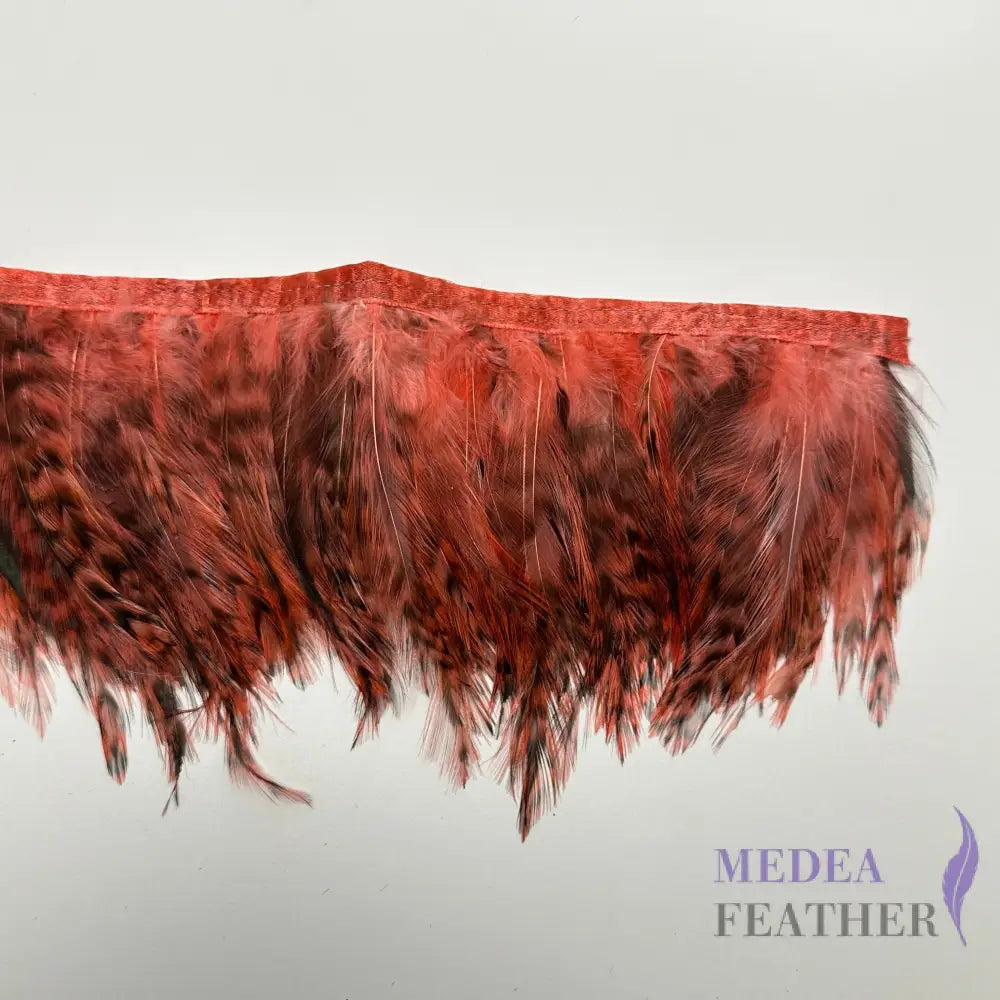 1 Yard Chinchilla Strung Rooster Neck Hackle Feathers Trim Orange