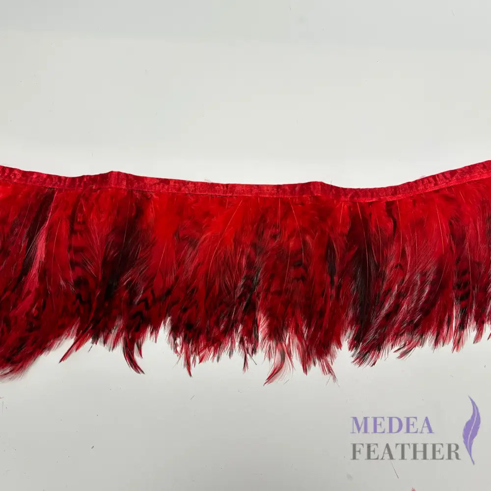 1 Yard Chinchilla Strung Rooster Neck Hackle Feathers Trim Red