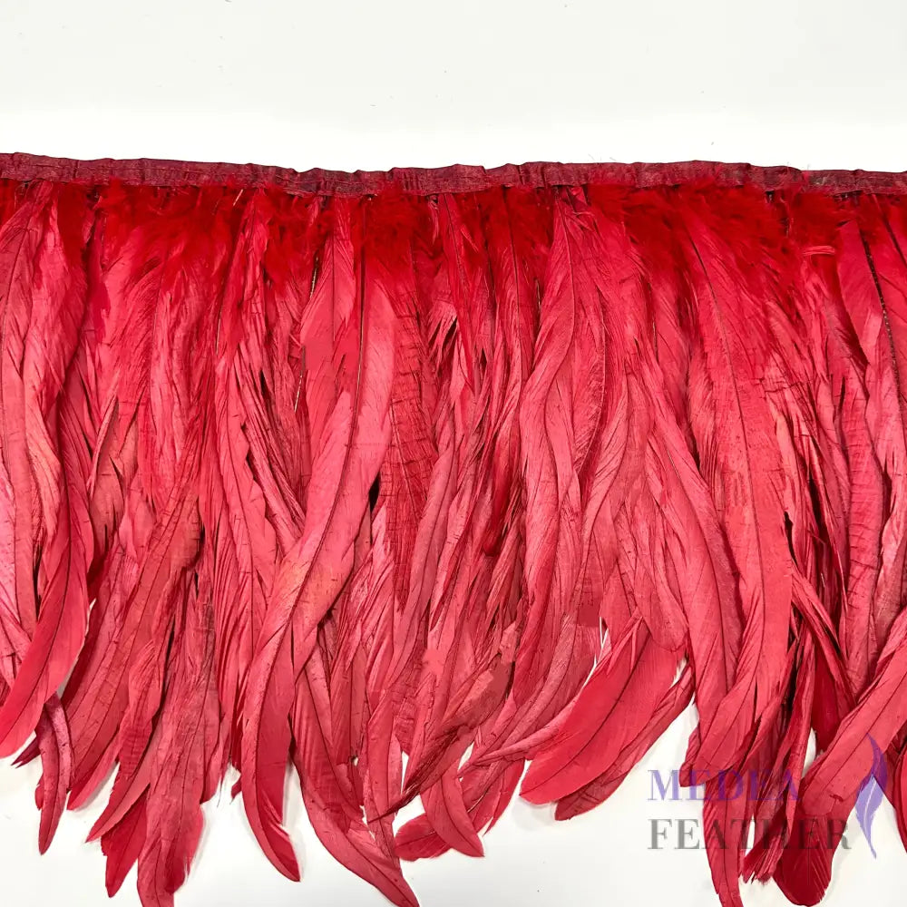 12’’-14’’ Coque Tails Long Feather Trim - 1 Meter #23 tango red