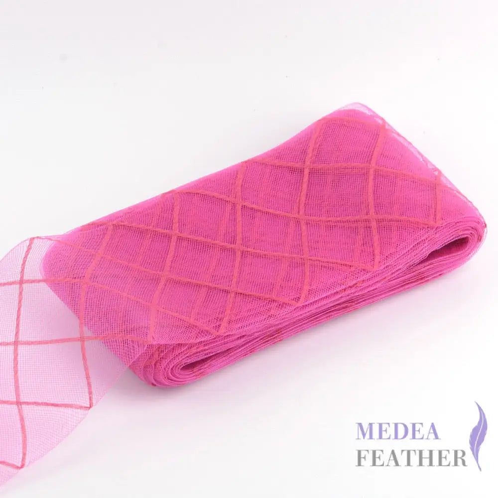 12cm Wide Diamond Cross Woven Crin Braid Hot pink
