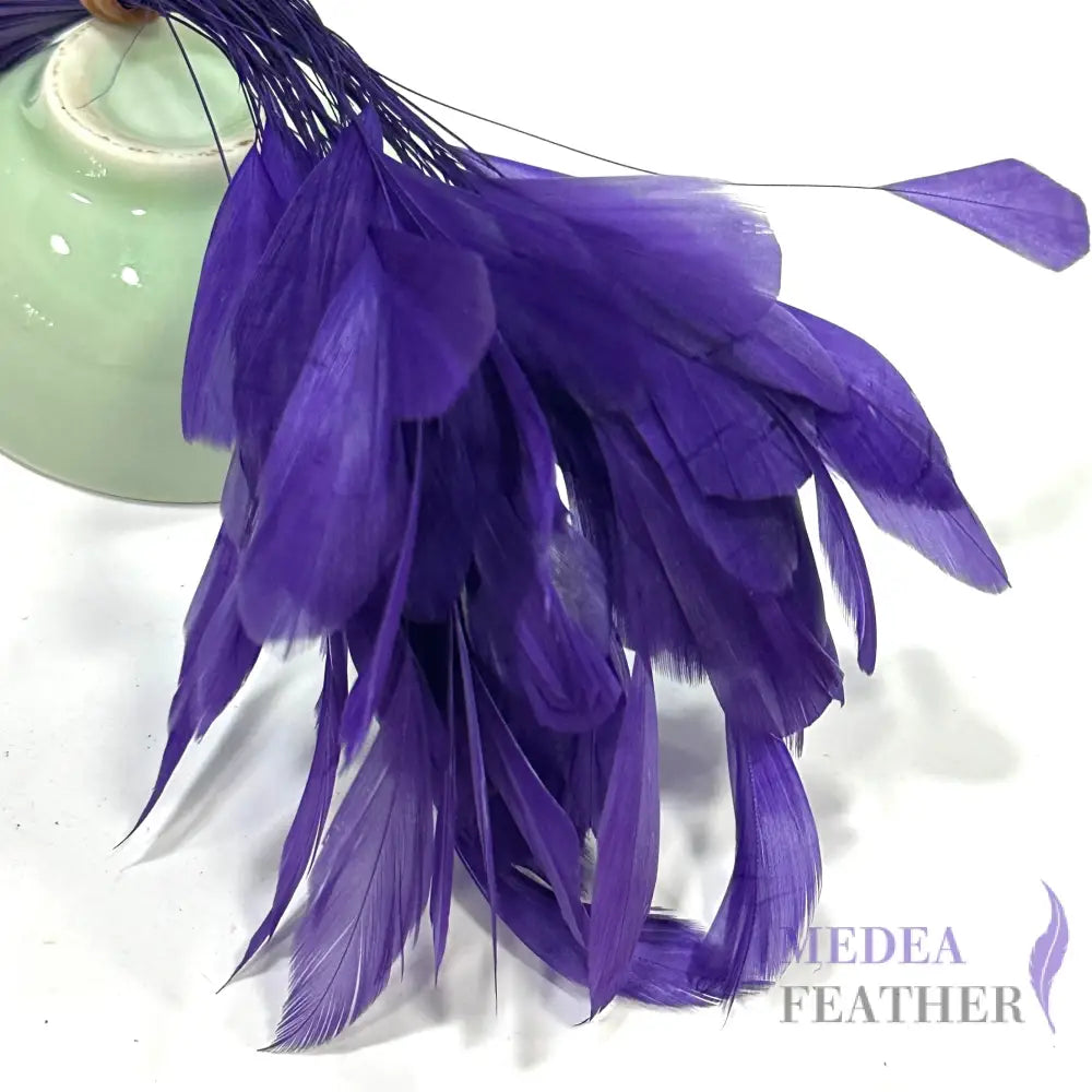 14cm Small Round Tips Coque Feather-Pack of 10 Dark Purple