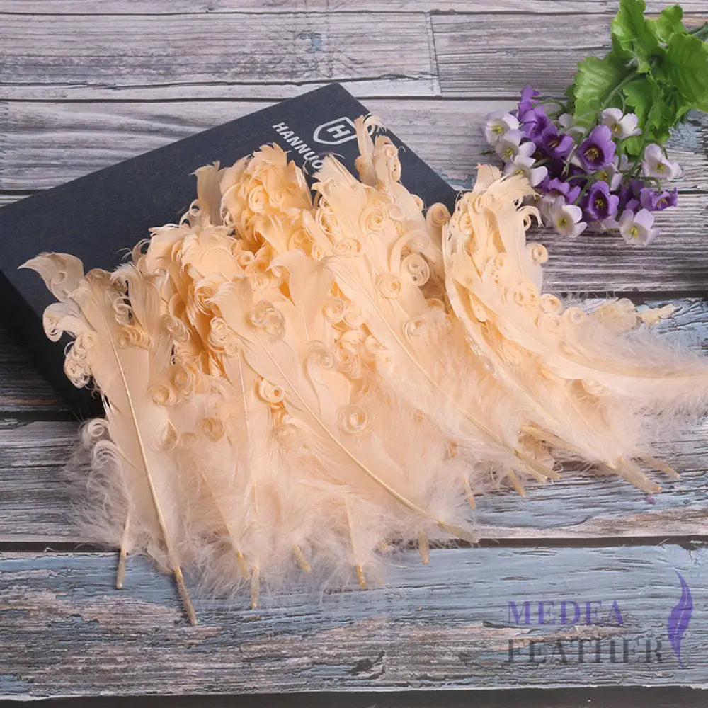 15 CM Curled Goose Feather 50 PCS 1 pack=50 pieces / Apricot