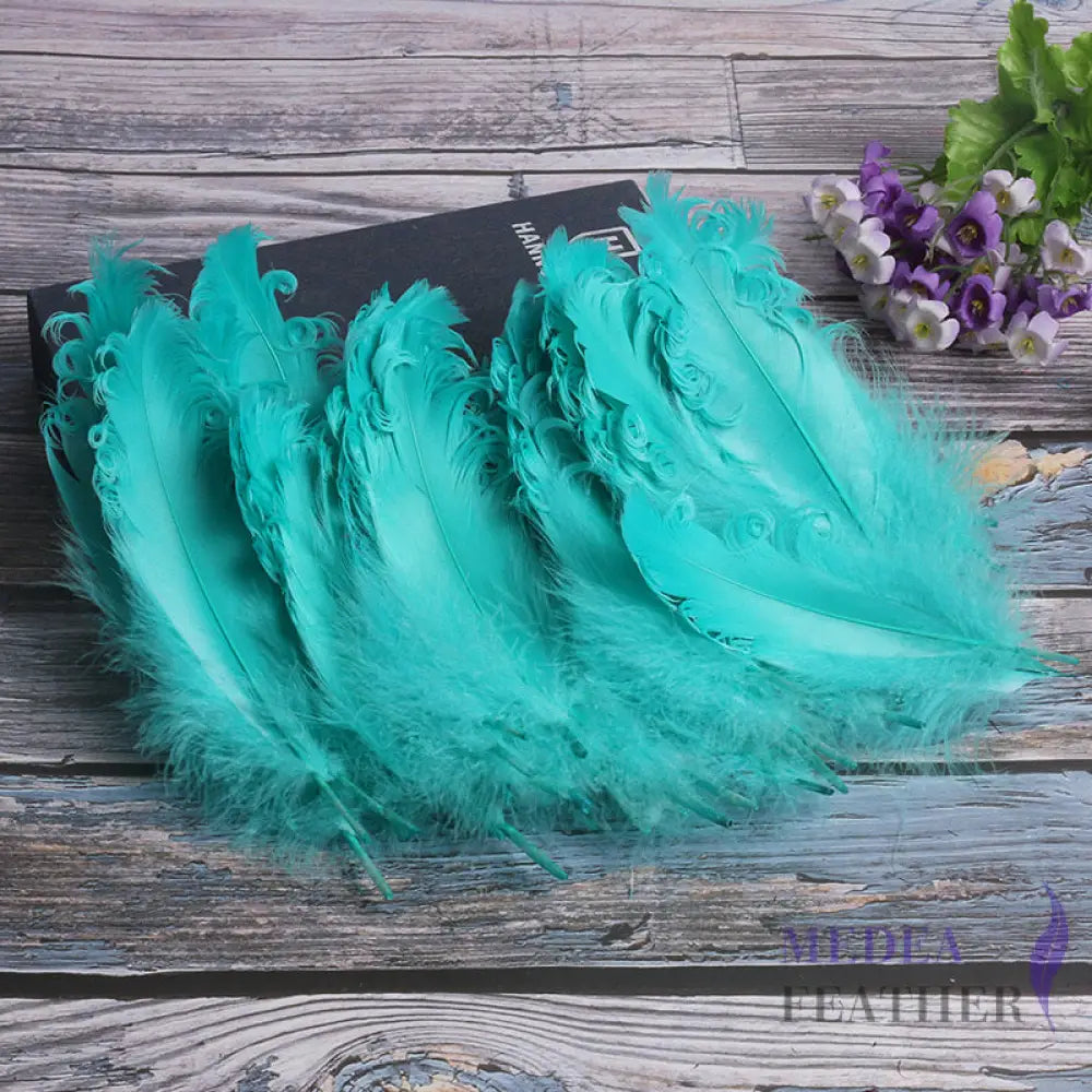 15 CM Curled Goose Feather 50 PCS 1 pack=50 pieces / Aqua