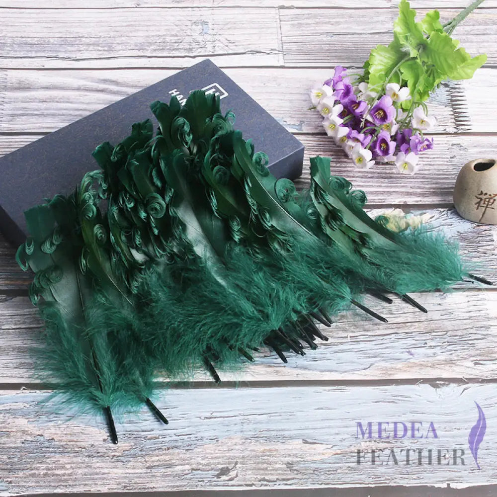 15 CM Curled Goose Feather 50 PCS 1 pack=50 pieces / Bottle Green
