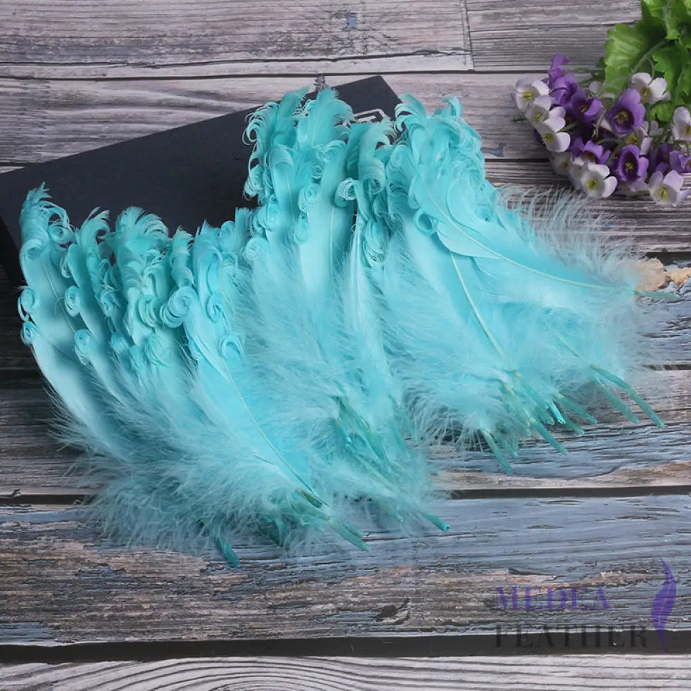 15 CM Curled Goose Feather 50 PCS 1 pack=50 pieces / Light Blue