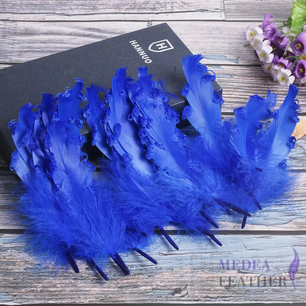 15 CM Curled Goose Feather 50 PCS 1 pack=50 pieces / Royal Blue