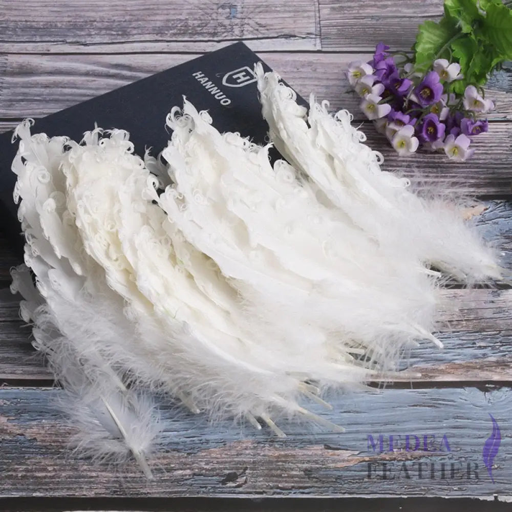15 CM Curled Goose Feather 50 PCS 1 pack=50 pieces / White