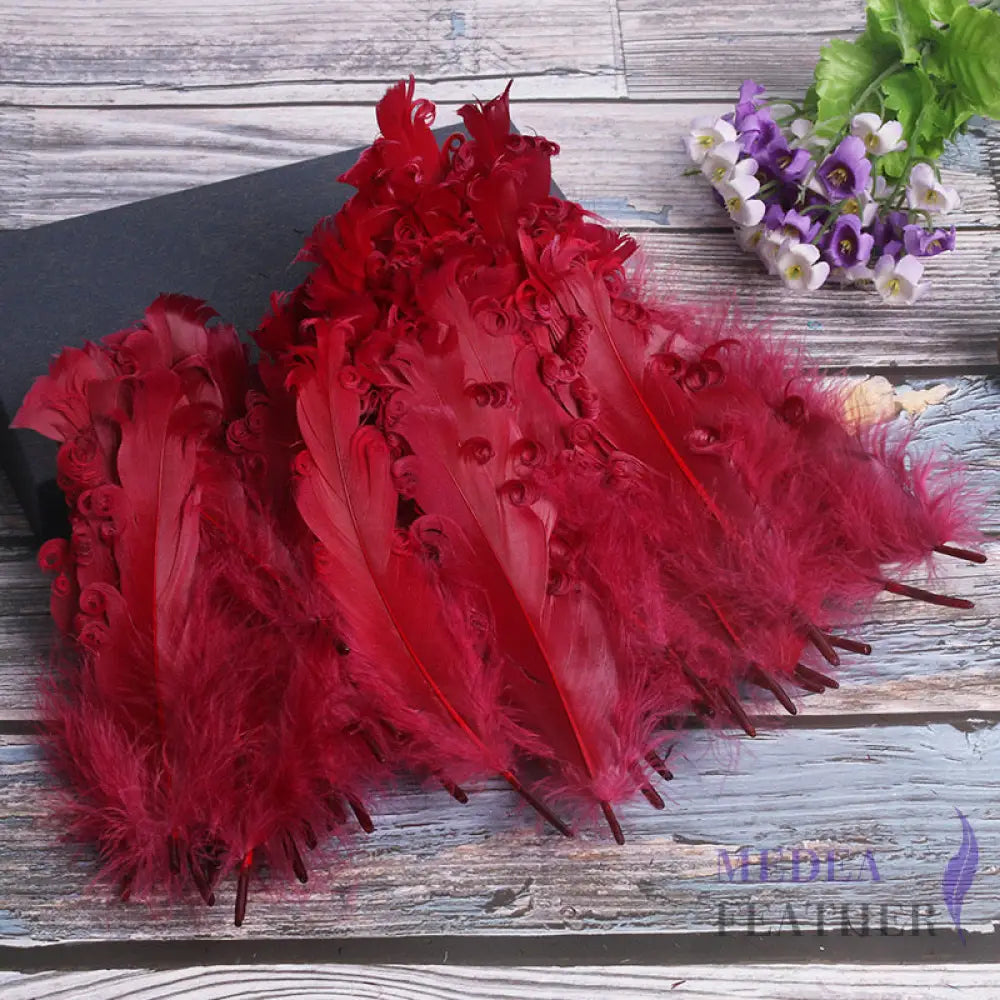 15 CM Curled Goose Feather 50 PCS 1 pack=50 pieces / Wine