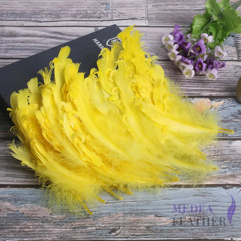 15 CM Curled Goose Feather 50 PCS 1 pack=50 pieces / Yellow