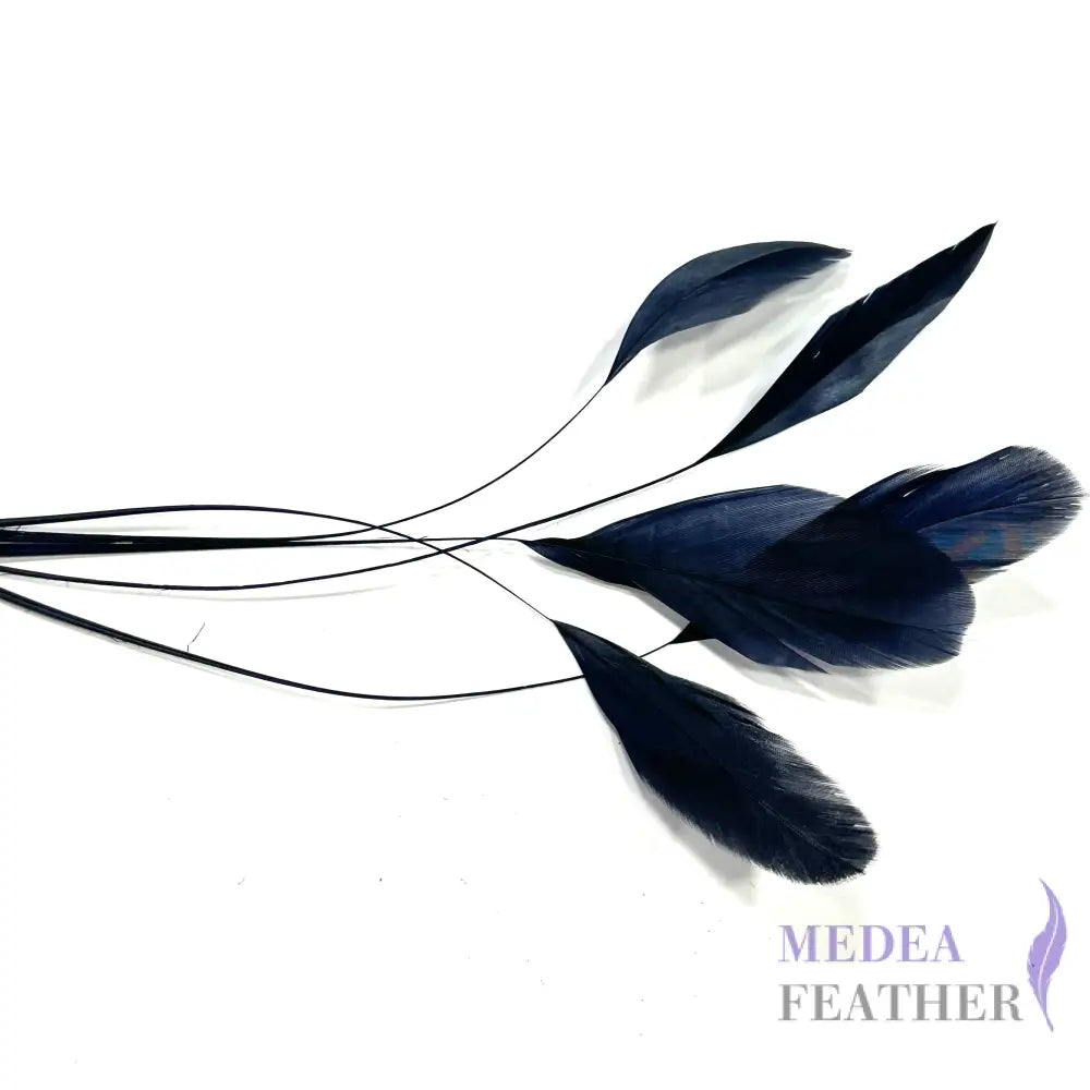 15cm Stripped Coque Feathers - Pack of 10 Navy