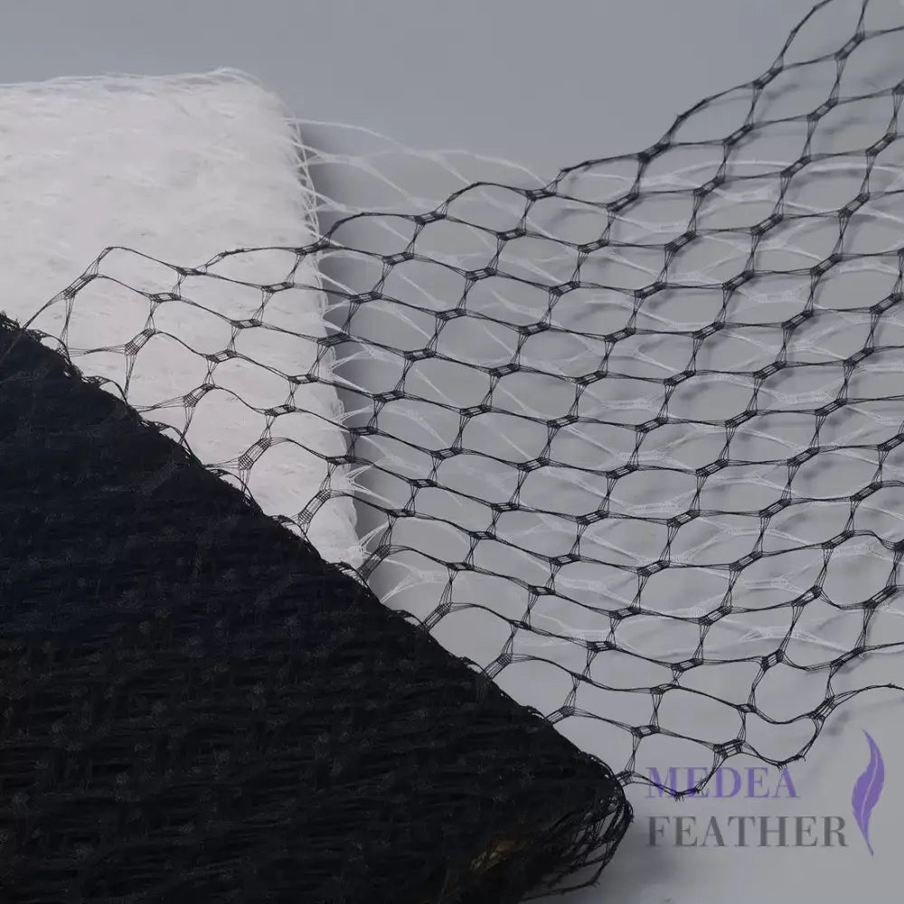 23cm Wide Waffle Veiling Black / 1 meter