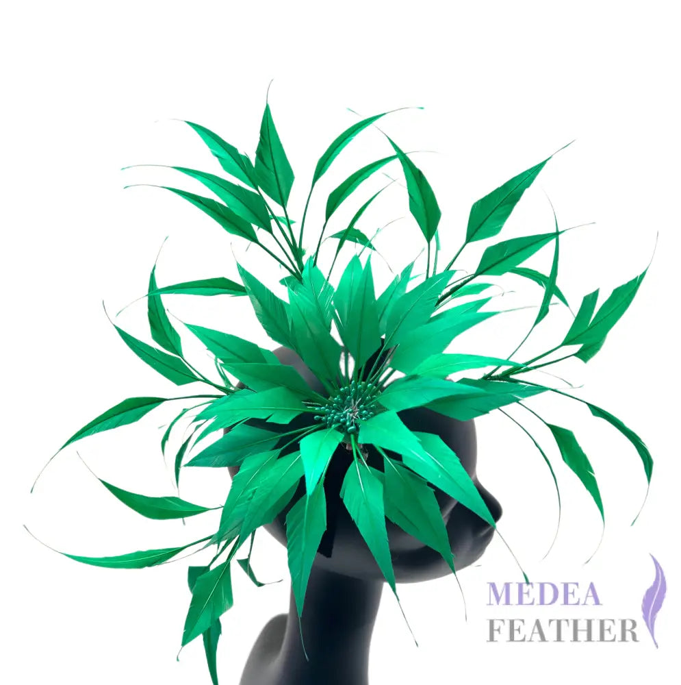 30cm Large Size Arrow Shape Feather Flower Set #70 Bright Green