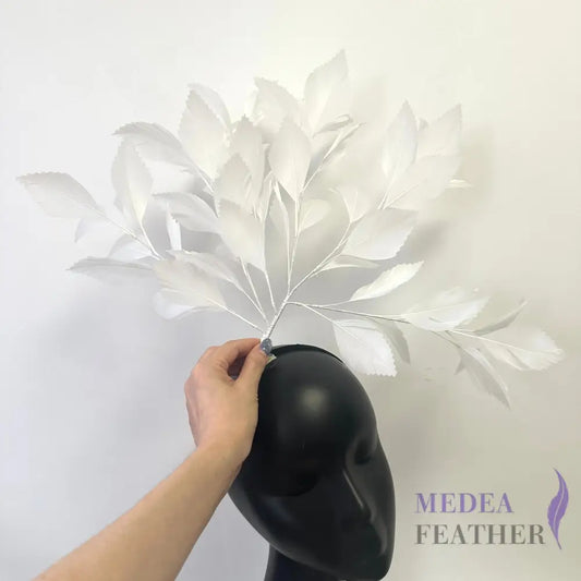 35cm Extra Large Zigzag Goose Feather Tree Mount DS25050K #01 ivory