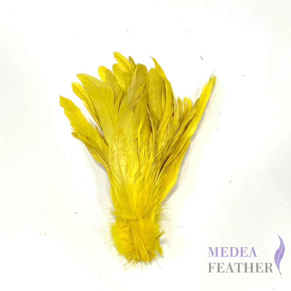 8’’-10’’ Dyed Rooster Coque Tail Feathers- 25 pieces Yellow