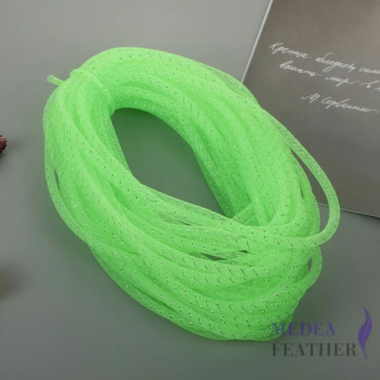 8mm Lurex Thread Tub Crinoline Neon Green + Silver / 1 meter