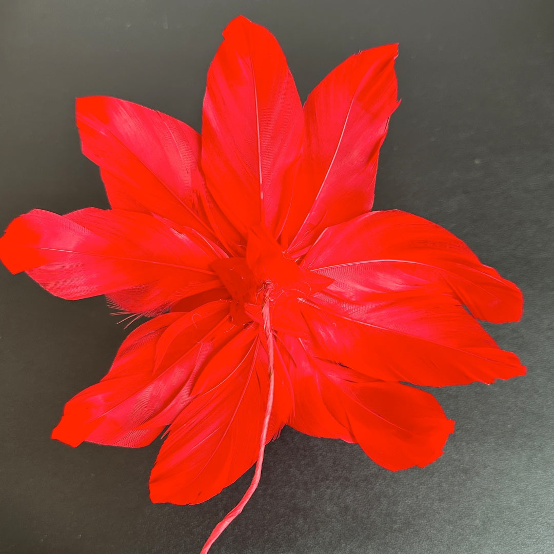 Lovely Red Rose Handmade Feather Flower Millinery Hat Mount FM051