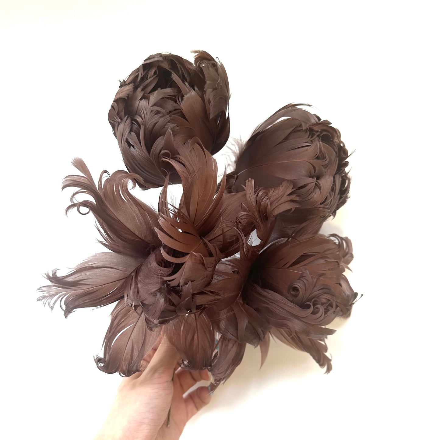 Handmade Curled Leaf Feather Flower Millinery Hat Mount FM049