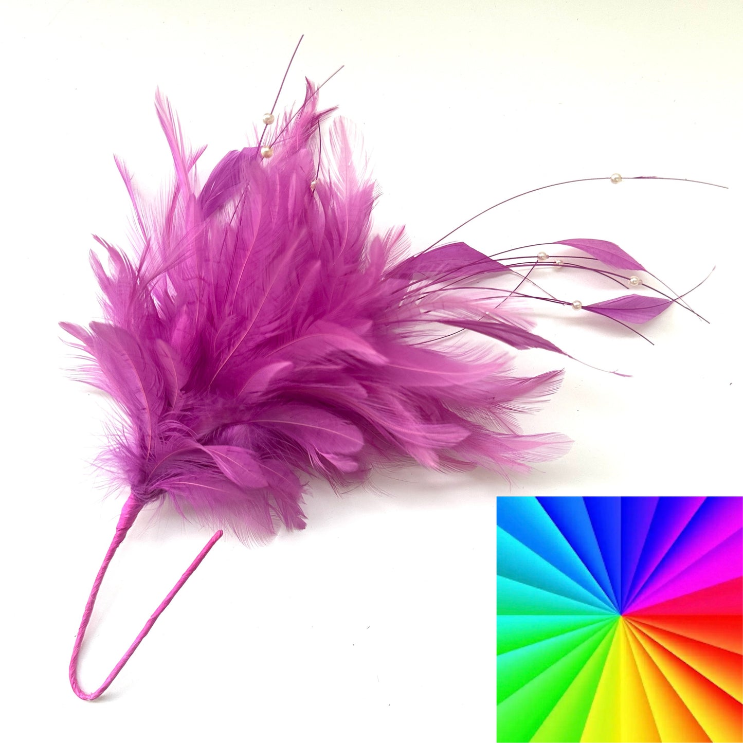 Simple Bead Design Hackle Feather Mount FM002