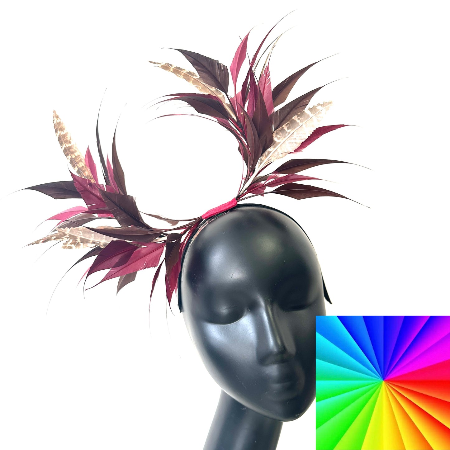 Two End Goose Feather & Natural Colour Feather Mount