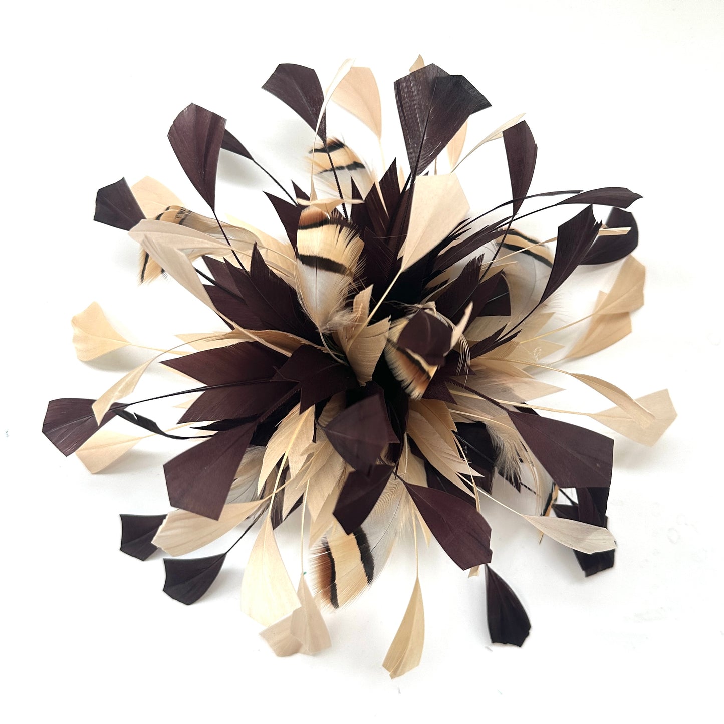 Spiky Centre Goose & Natural Colour Feather Flower Mount