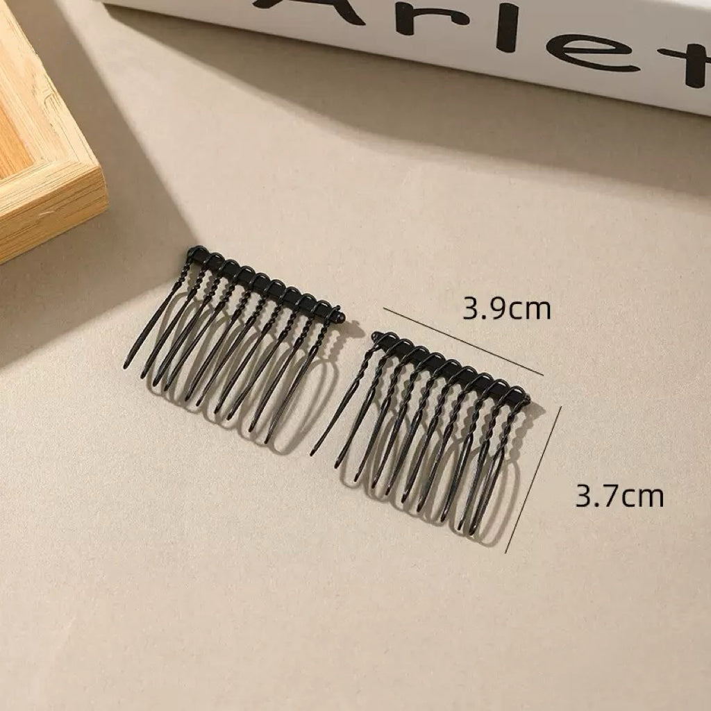 4cm 8Teeth Metal Hair Comb - Pack of 10