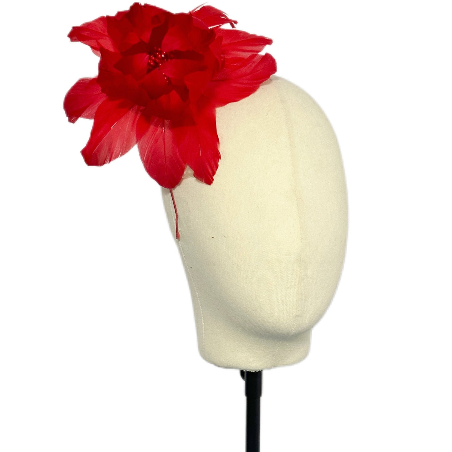 Lovely Red Rose Handmade Feather Flower Millinery Hat Mount FM051