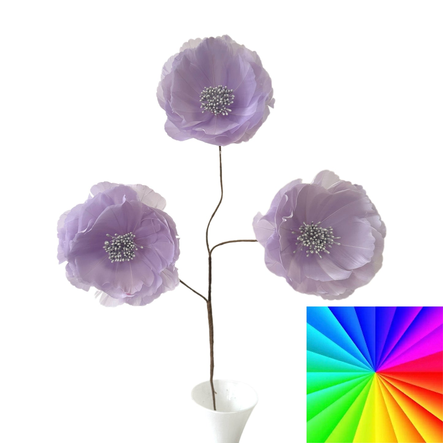 Long-Stemmed Round Edge Feather Flower Spray FG260714