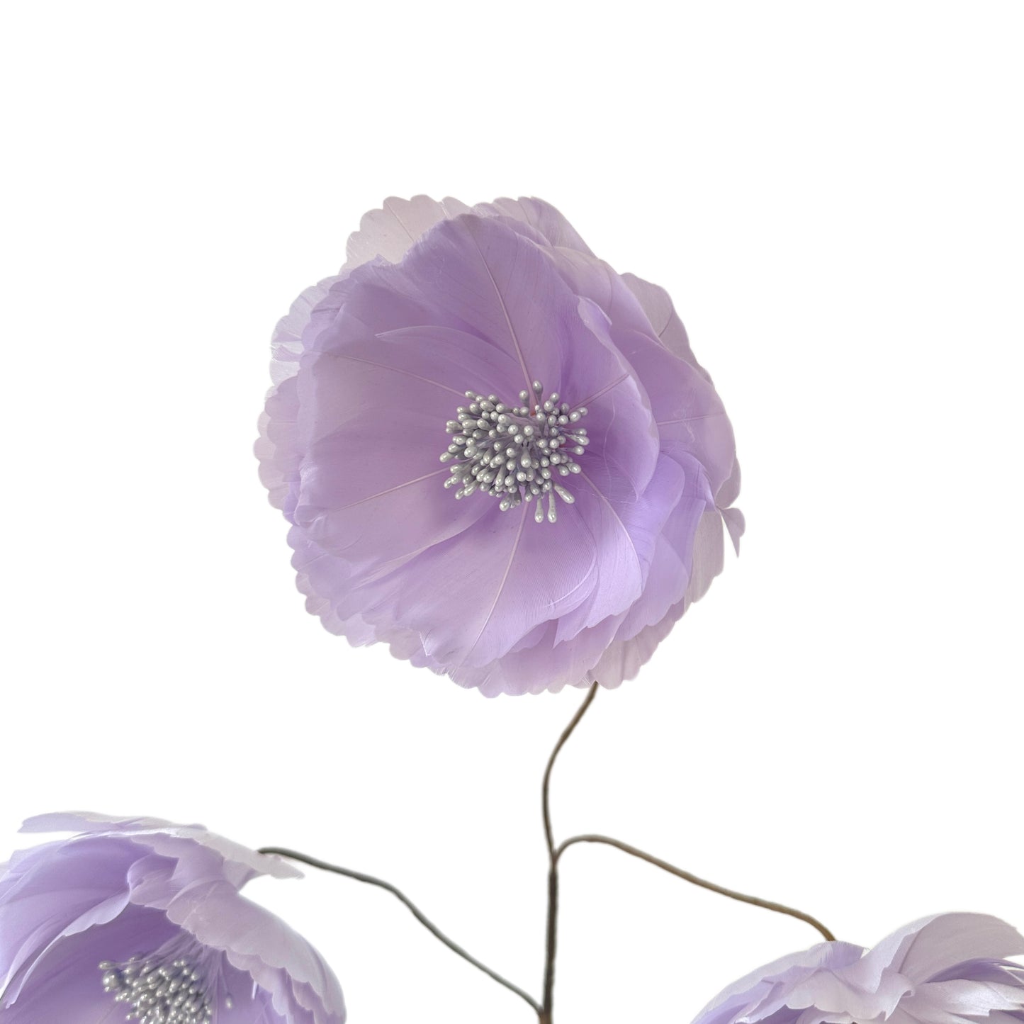 Long-Stemmed Round Edge Feather Flower Spray FG260714