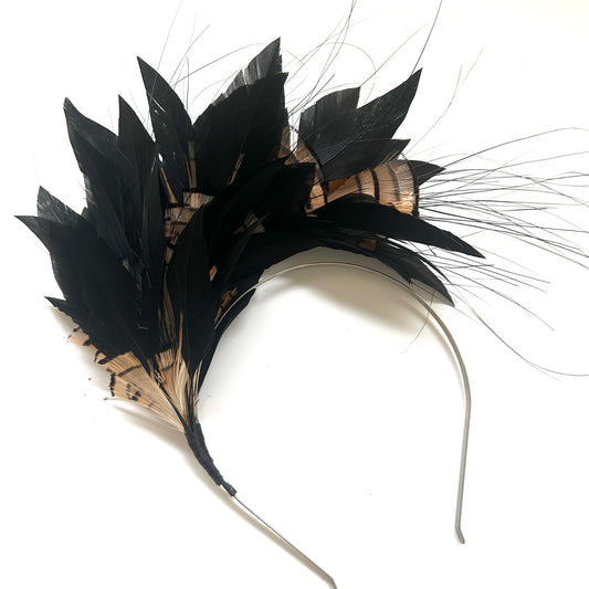 Ready-to-wear Golden Pheasant Tippet Feathers & Goose feather Fascinator