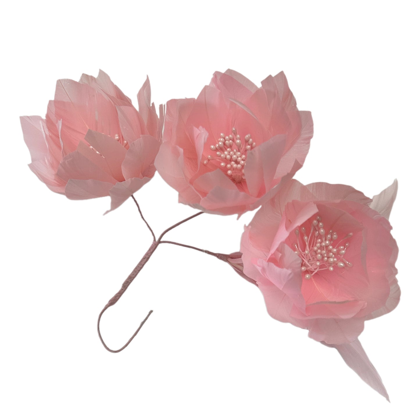 FM045 Three Goose Feather Flowers Set Mount