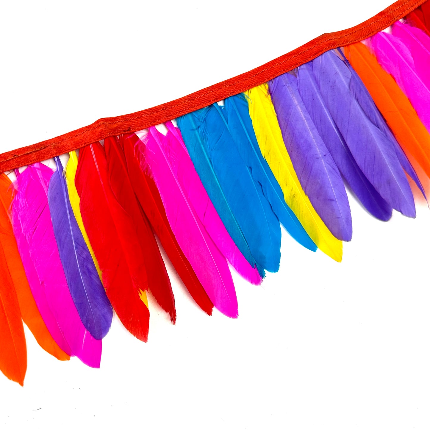Rainbow Multicolour Goose Feather Trim Fringe 1 Meter