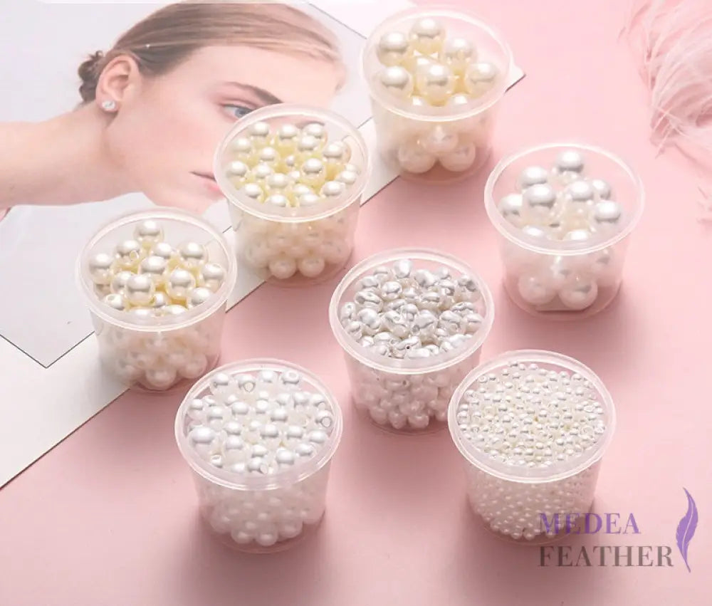 Acrylic No-Hole Round Faux Pearls ready-to-ship