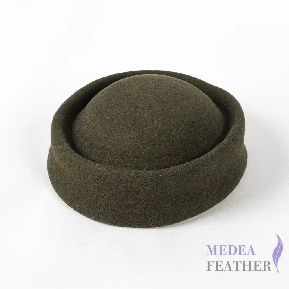 Air Hostess Felt Hat Base with Elastic 52cm (for kids) / Bottle Green