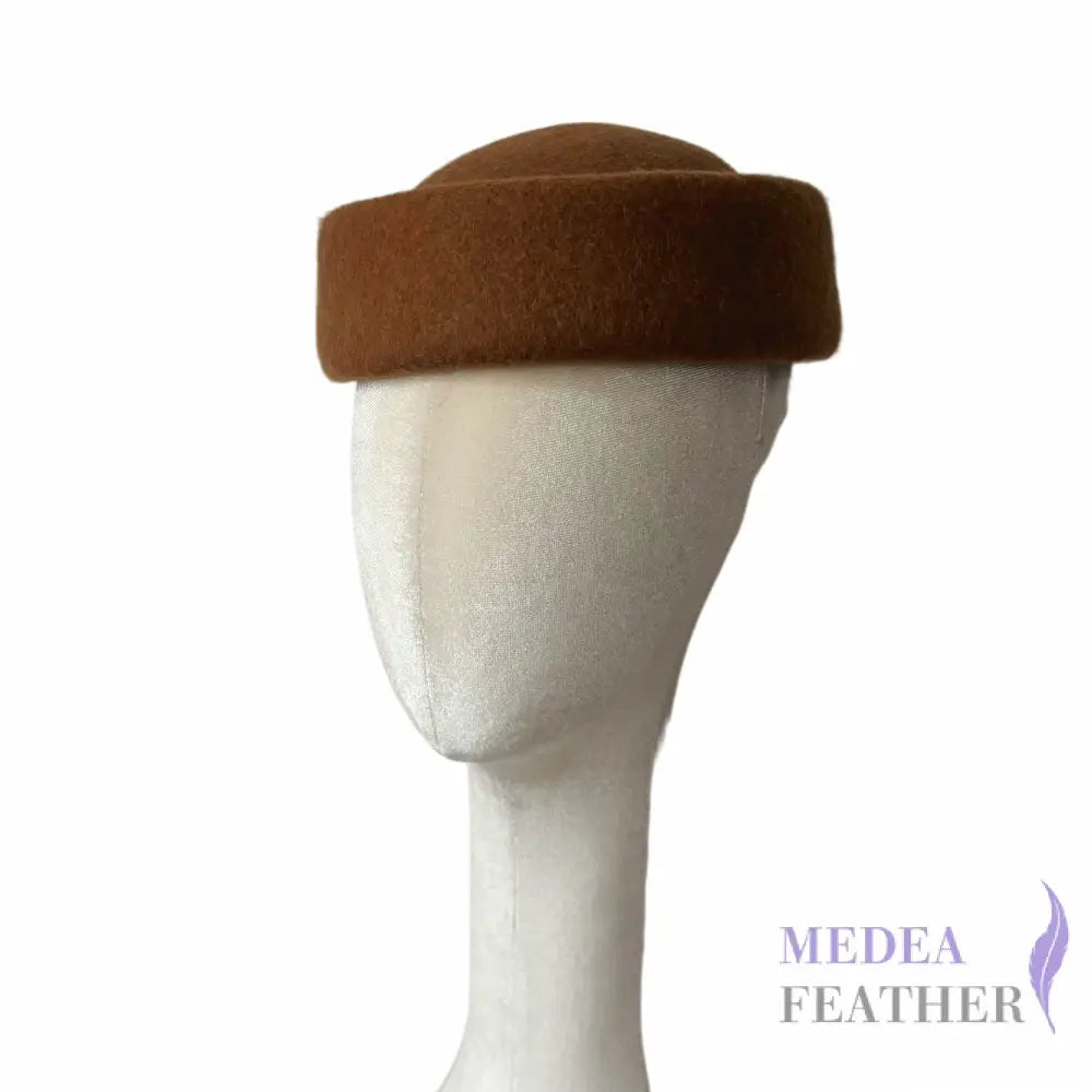 Air Hostess Felt Hat Base with Elastic 56cm (for adults) / Dark Caramel