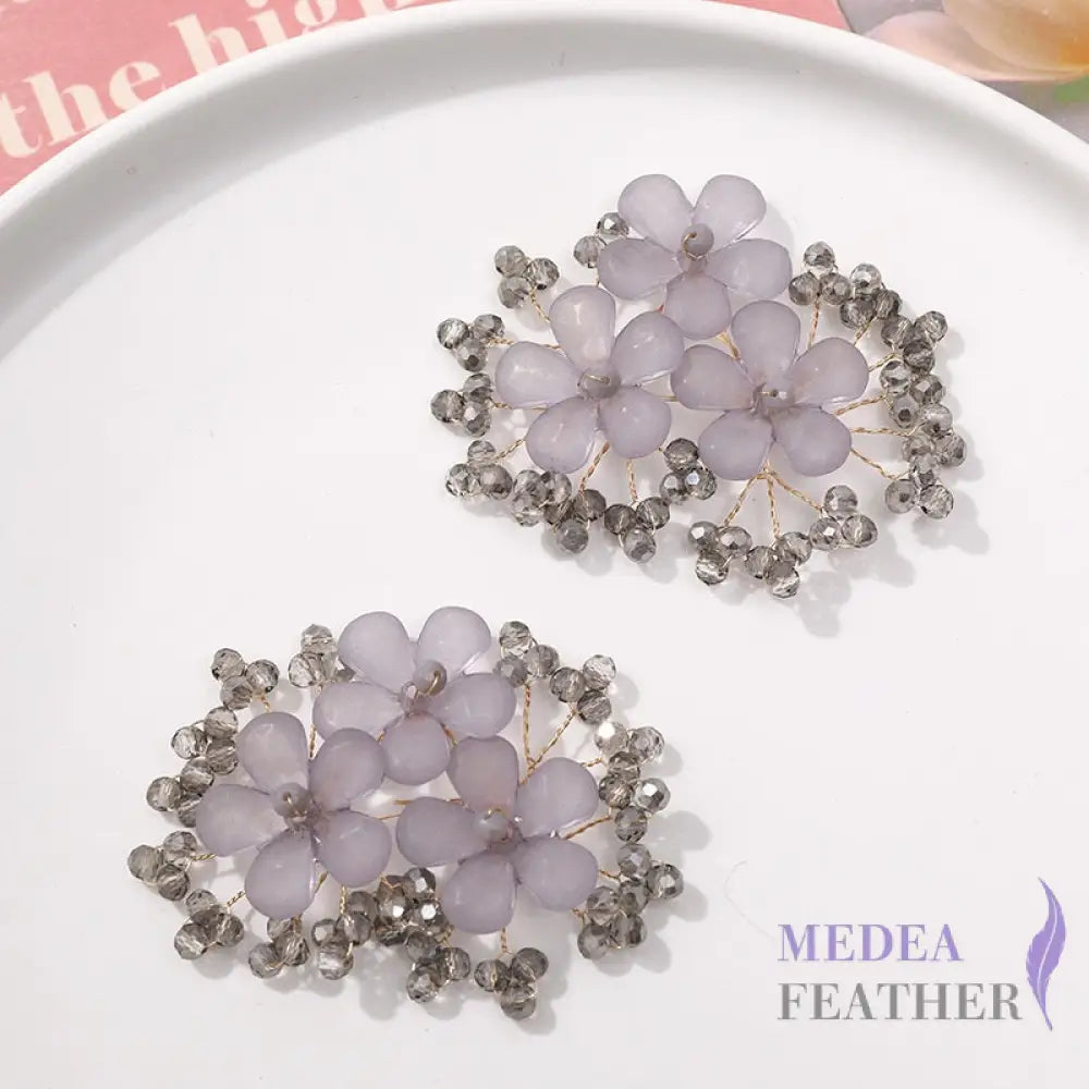 Bead Rhinestone Flower String BF04 Gray