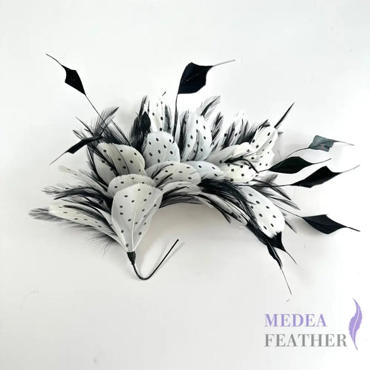 Classic Dot Design and Hackle Feather Flower Mount Black