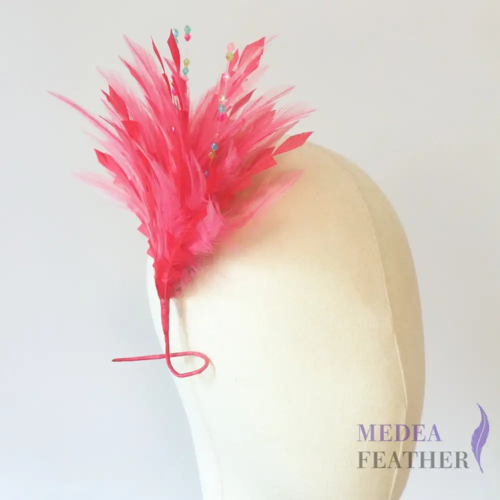 ’Colorful candy’/ Handmade Beaded Design Hackle Feather Flower Mount Custom - Please add text below