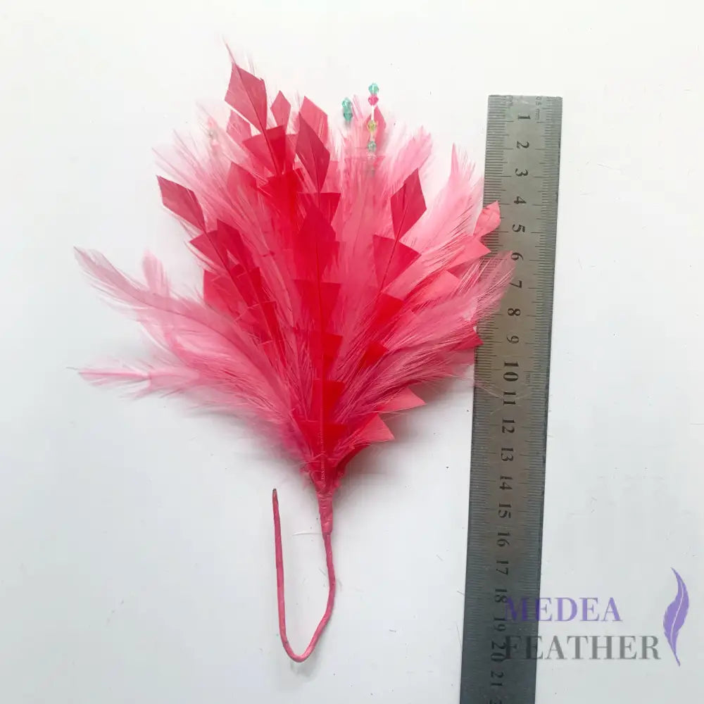 ’Colorful candy’/ Handmade Beaded Design Hackle Feather Flower Mount Custom - Please add text below