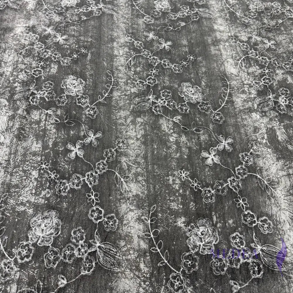 Exclusive Design Gray Flower Embroidered Fabric for Dress DIY craft