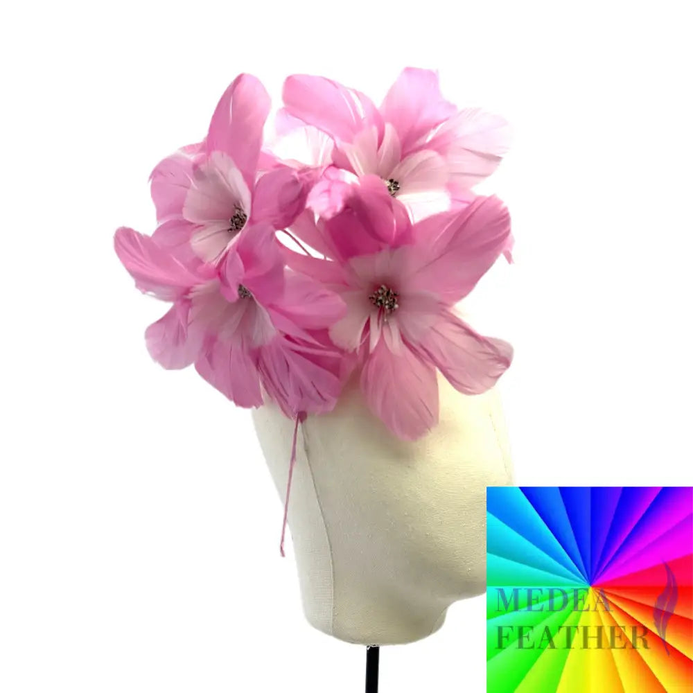 Five Flowers Handmade Double Layer Design Feather Flower Mount Custom - Please add text below