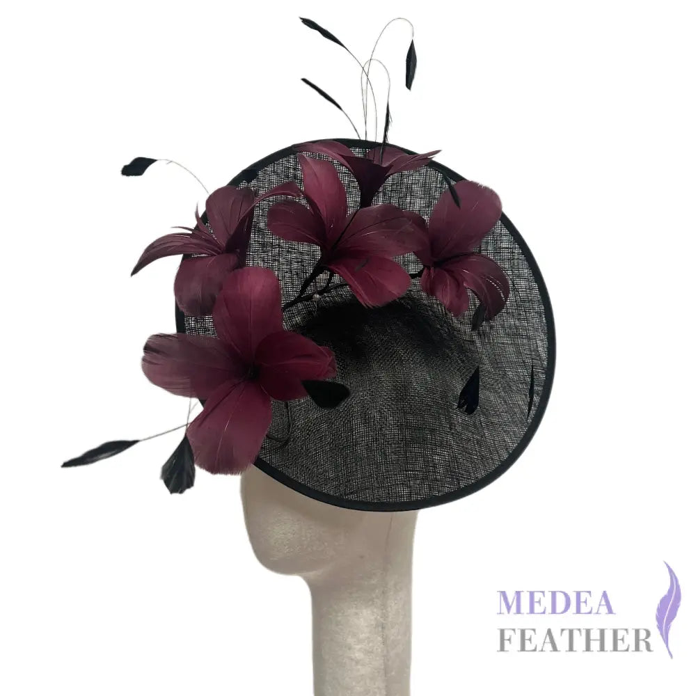 Five Goose Feather Flowers and Long Coque Feather Mount Set DS261029