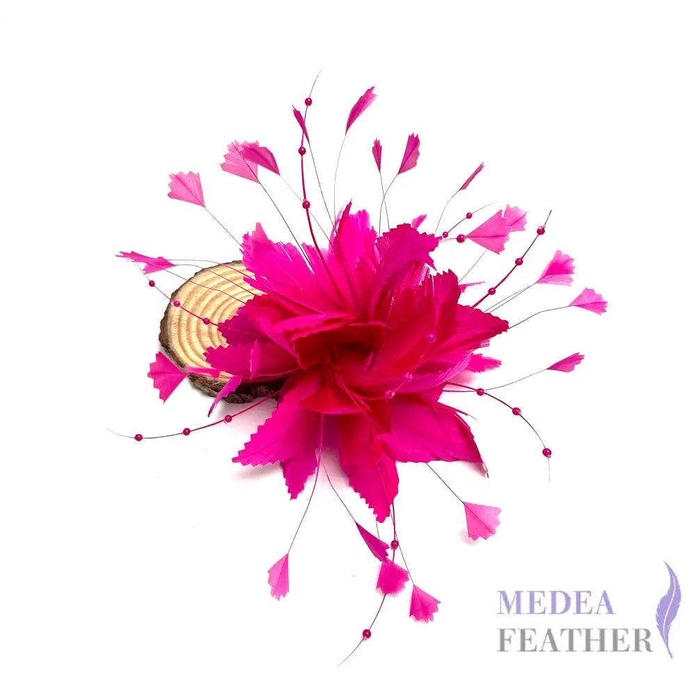 ’Flying Flowers and Butterflies ’/Handmade Feather Flower Mount #20 Barbie pink