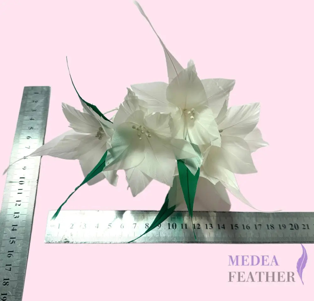 Goose Feather Flower Spray with Spiky Leaves DS26100901 - Custom - Please add text below