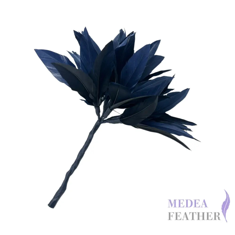 Goose Feather Pom Flower Millinery Hat Mount Navy