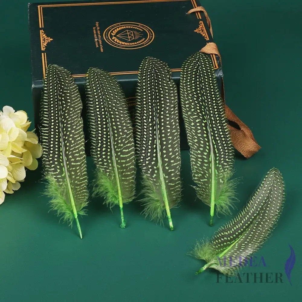 Guinea Fowl Feather (1 pack=10 pieces) Gress green
