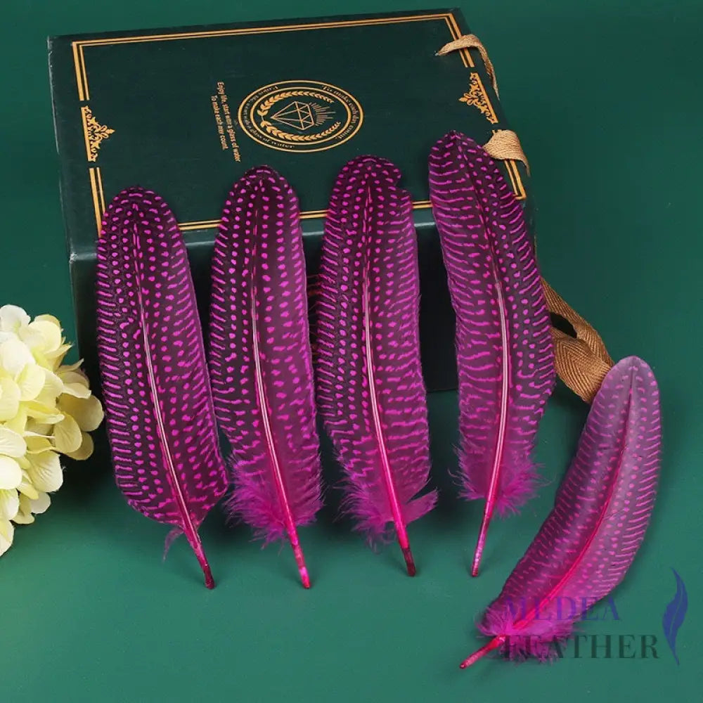 Guinea Fowl Feather (1 pack=10 pieces) Hot Pink