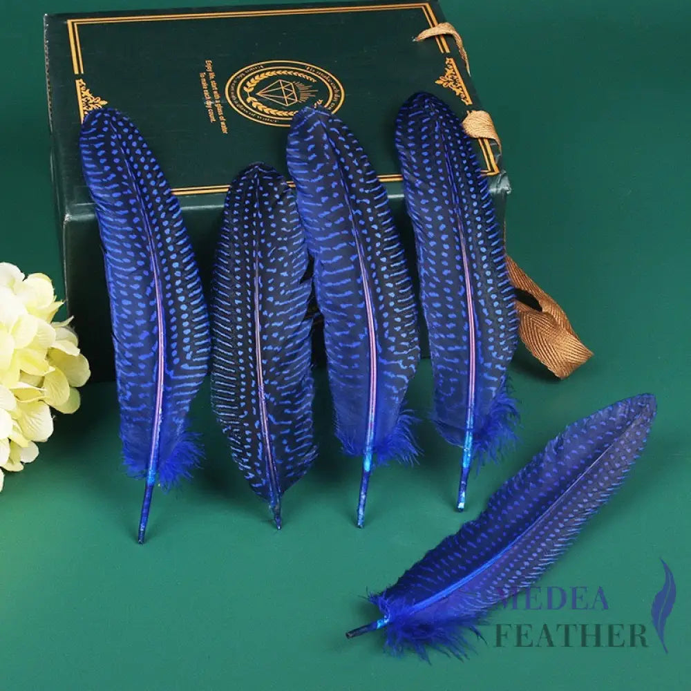 Guinea Fowl Feather (1 pack=10 pieces) Blue